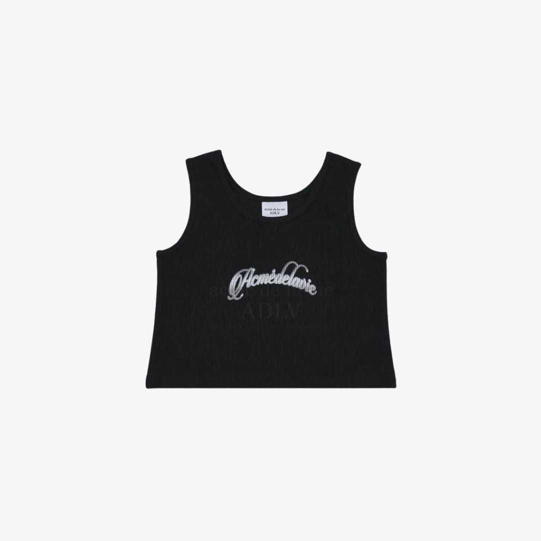 Áo Tank Top Crop ADLV Twinkle Script Logo Đen