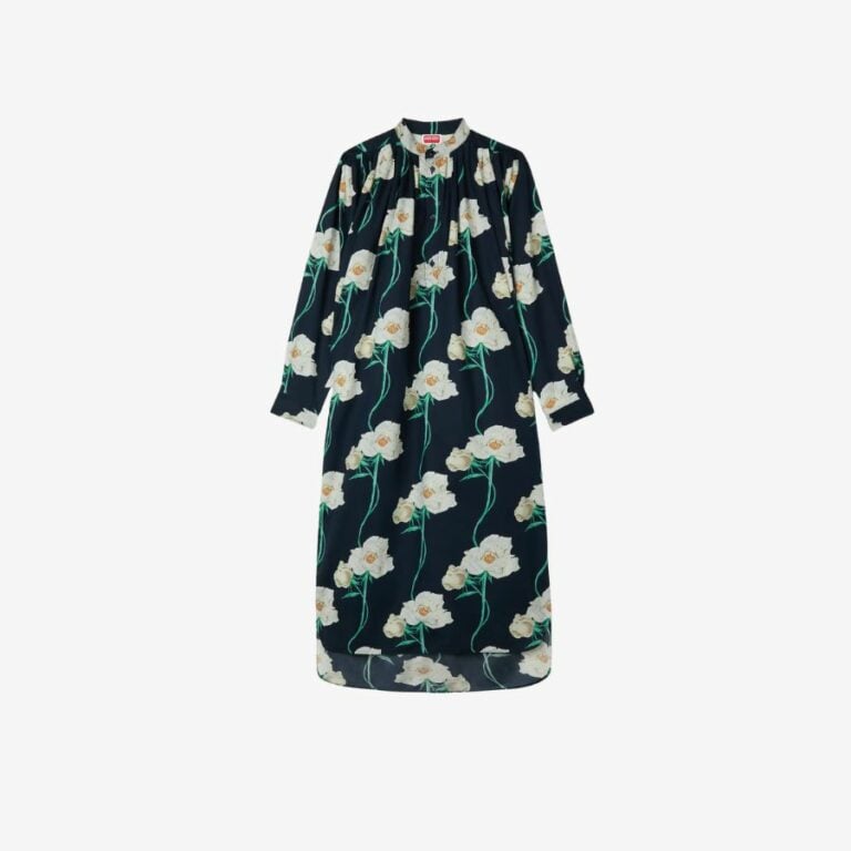 Đầm dài xếp ly dáng oversized KENZO Archive Rose bằng cotton và lụa