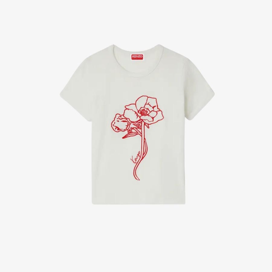 Áo thun KENZO Archive Rose viền nổi bằng cotton