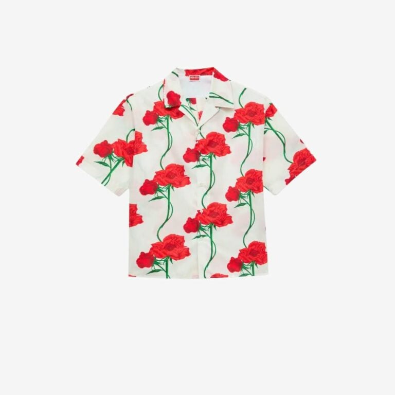 Áo sơ mi ngắn tay kiểu Hawaiian KENZO Archive Rose bằng cotton