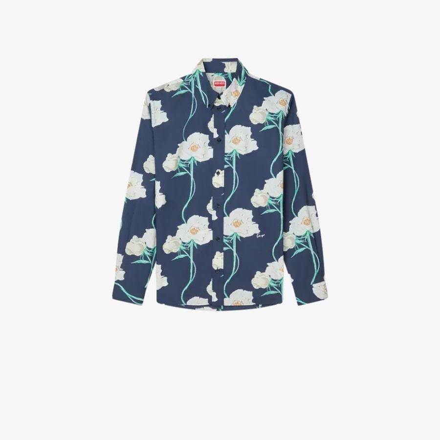 Áo sơ mi ngắn tay kiểu Hawaiian KENZO Archive Rose bằng cotton