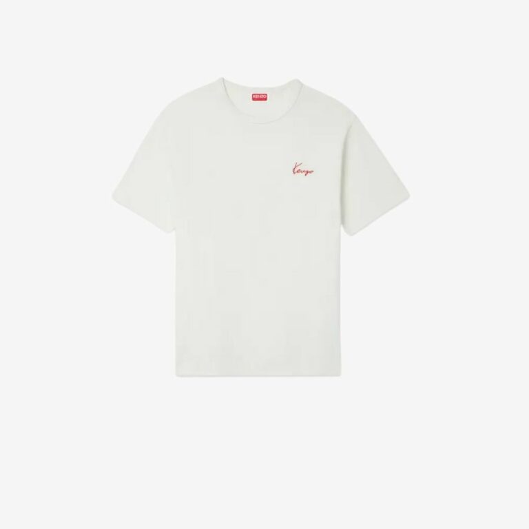Áo thun KENZO Archive Rose viền nổi thêu bằng cotton