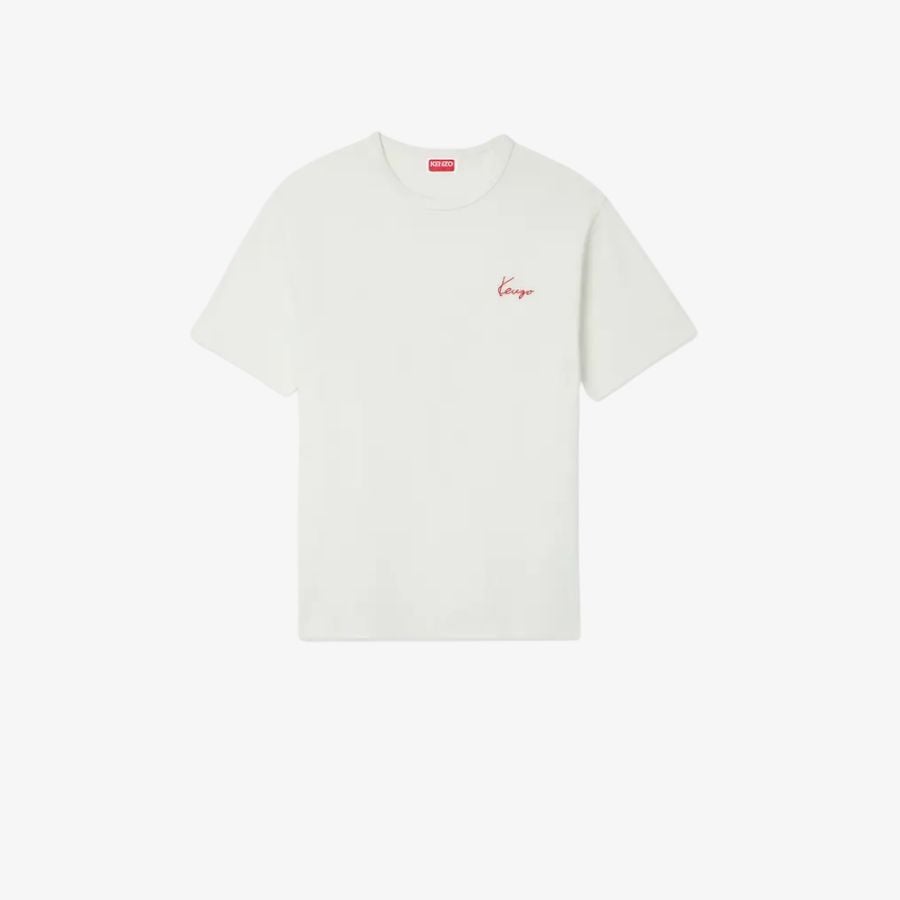 Áo thun KENZO Archive Rose viền nổi thêu bằng cotton