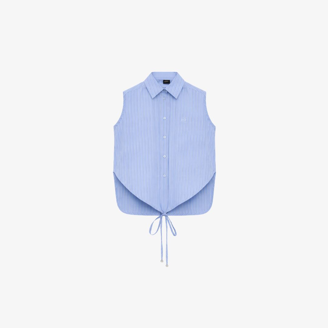 Áo sơ mi không tay cotton poplin