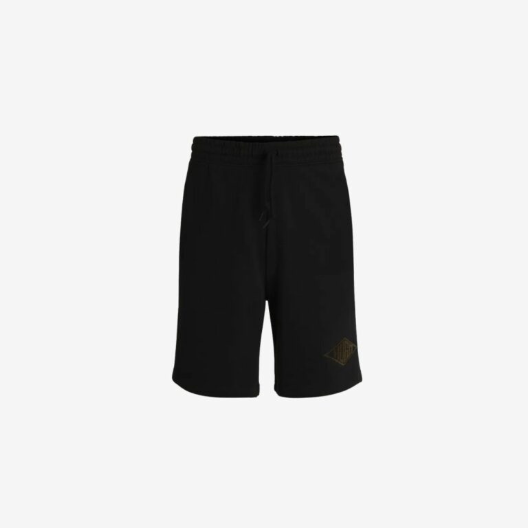 Quần short vải cotton terry thêu logo
