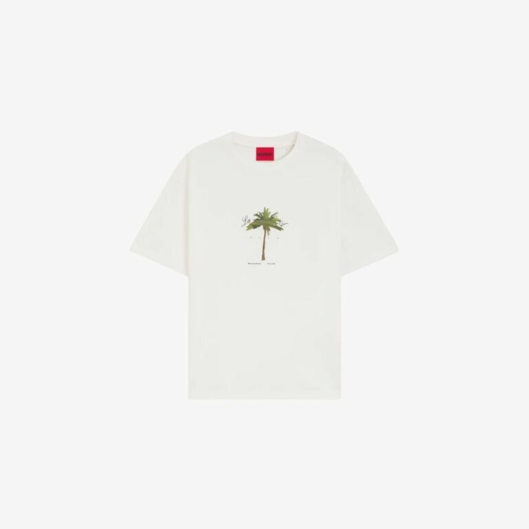 Áo thun cotton-jersey in họa tiết cây cọ