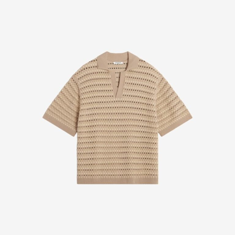 Áo Basket Weave Knitted Polo
