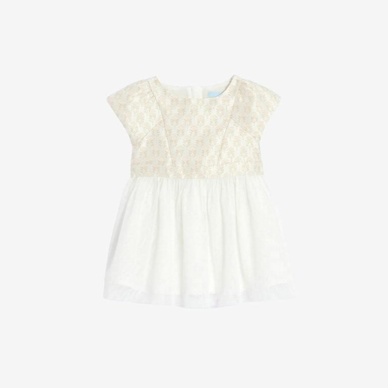 Đầm dự tiệc hai chất liệu jacquard và vải tuyn