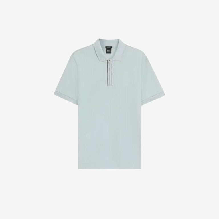 Áo polo vải cotton mercerised cổ kéo khóa