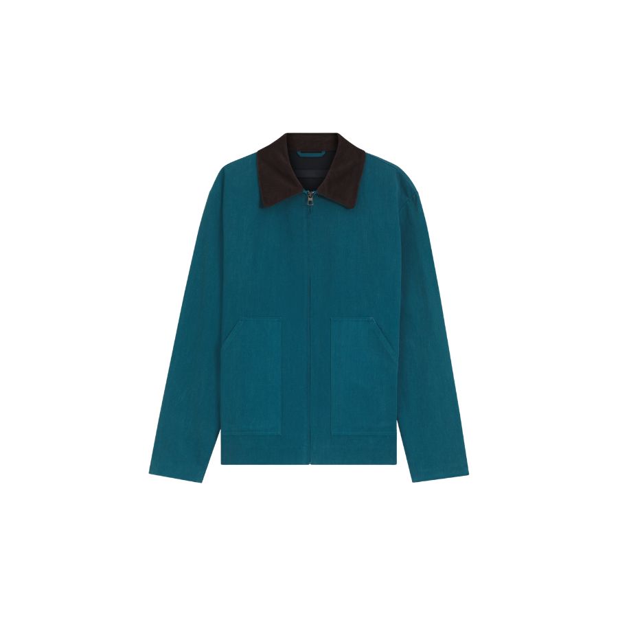 Áo khoác cotton cổ phối màu tương phản