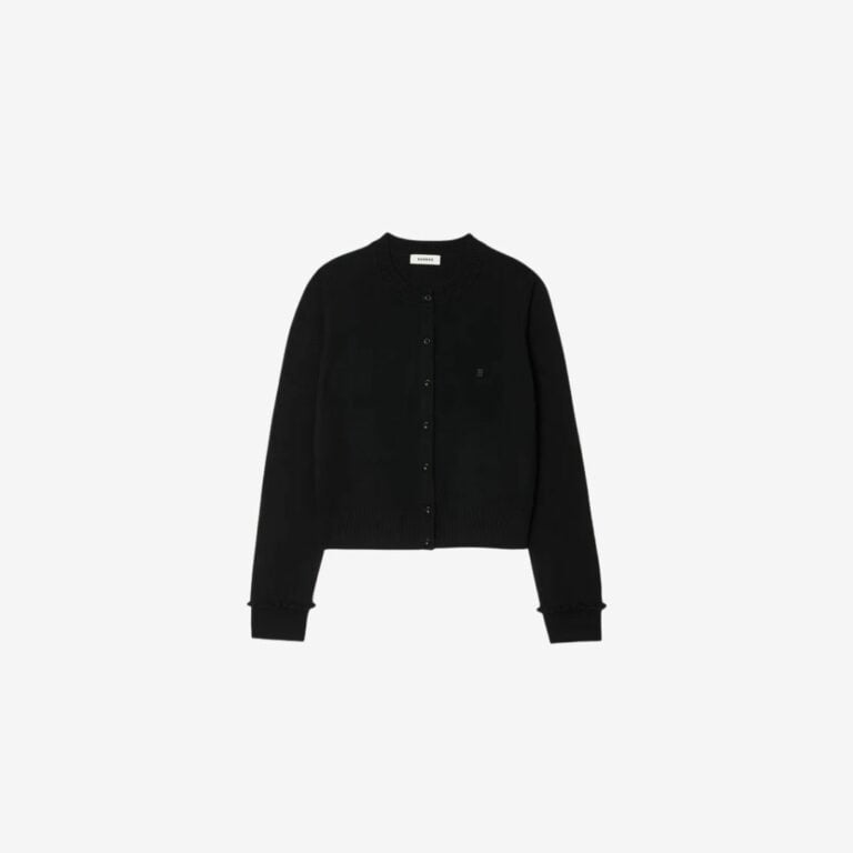 Áo cardigan cổ tròn phối tay bèo