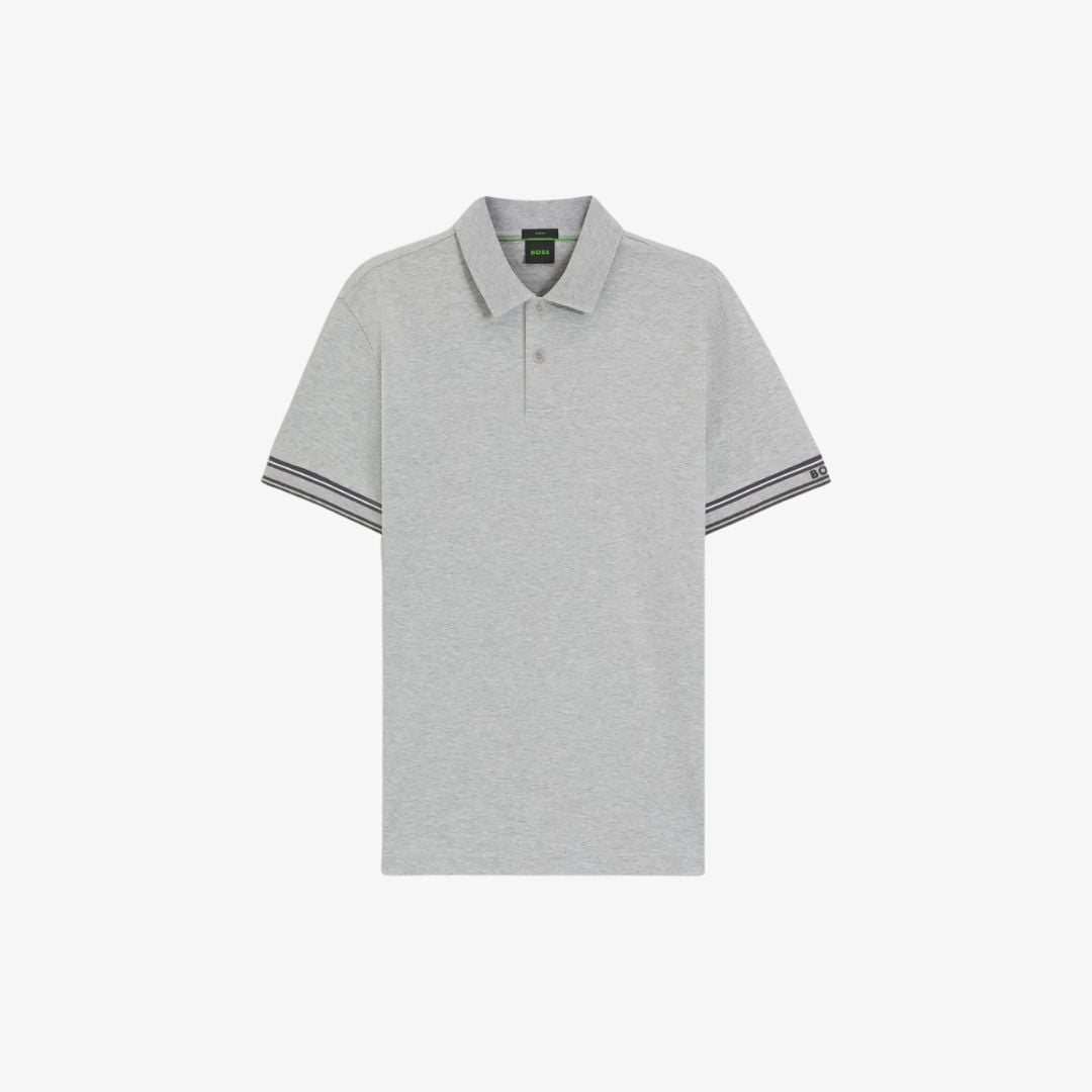 Áo polo cotton cổ sọc dáng ôm