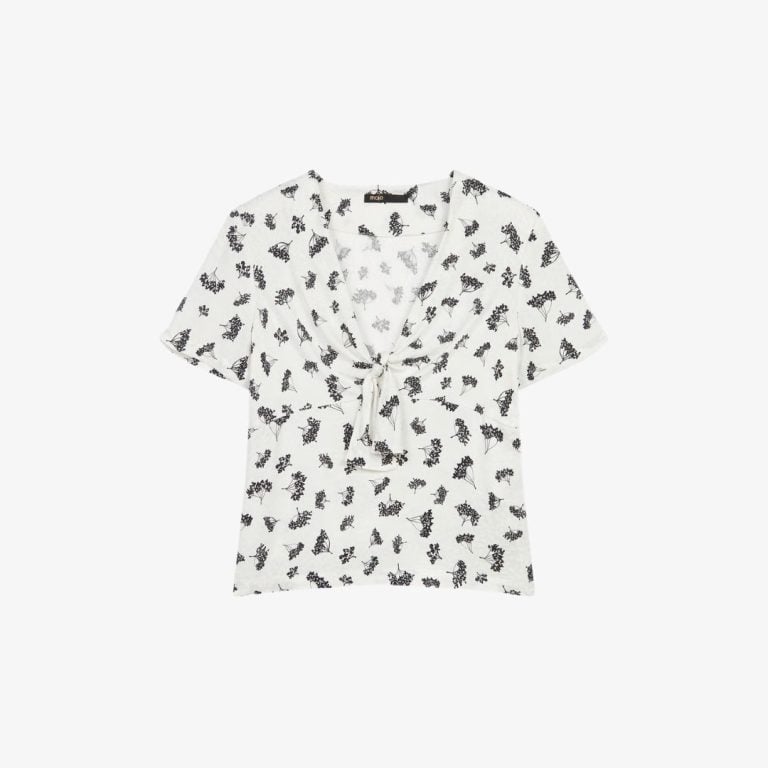 Áo Jacquard Low-Cut In Hoạ Tiết