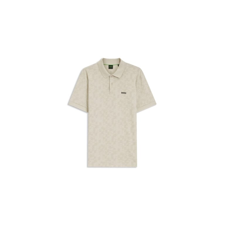 Áo Polo vải Piqué cotton in họa tiết toàn thân