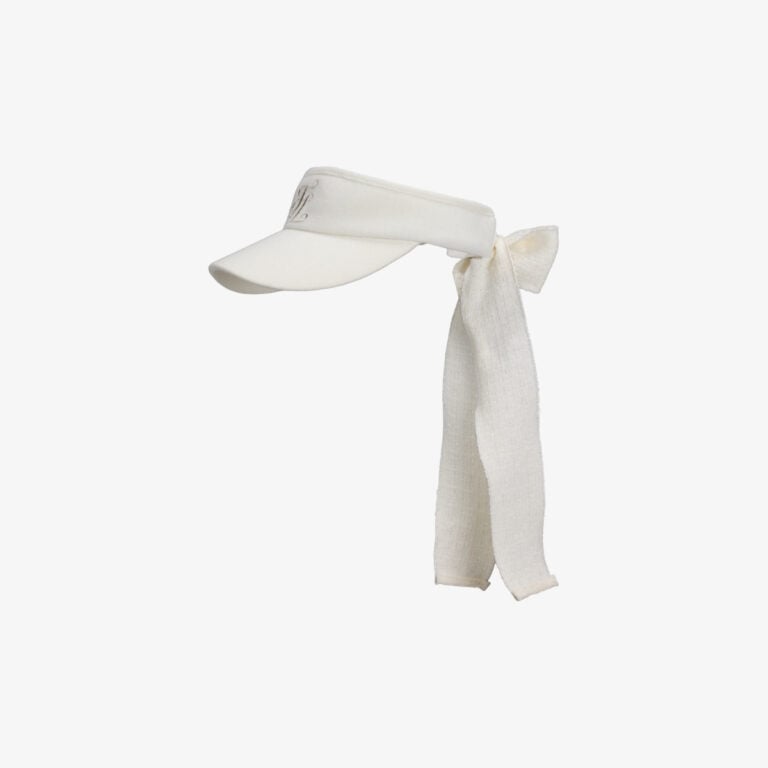 Mũ visor vải tweed đính nơ