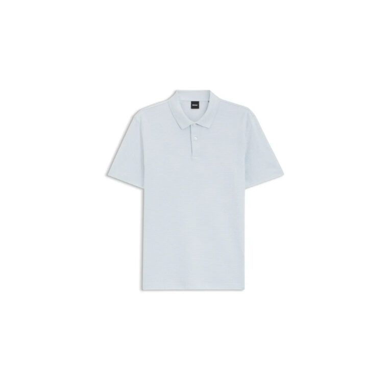 Áo polo pha cotton với họa tiết jacquard xếp lớp tạo hiệu ứng bong bóng