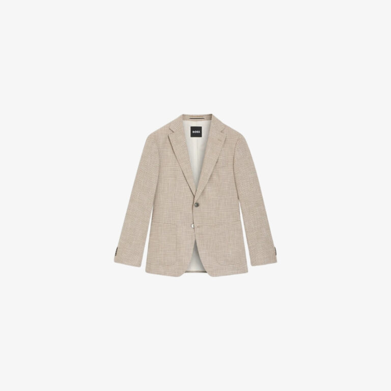 Áo blazer regular-fit, vải co giãn kẻ caro
