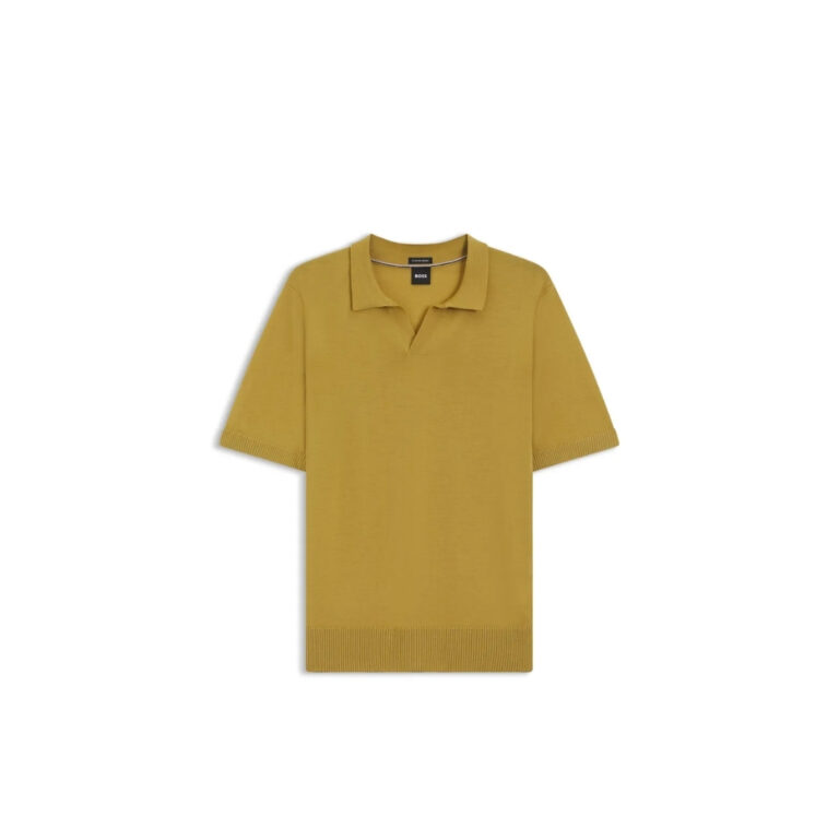 Áo polo dệt kim len merino cổ Johnny