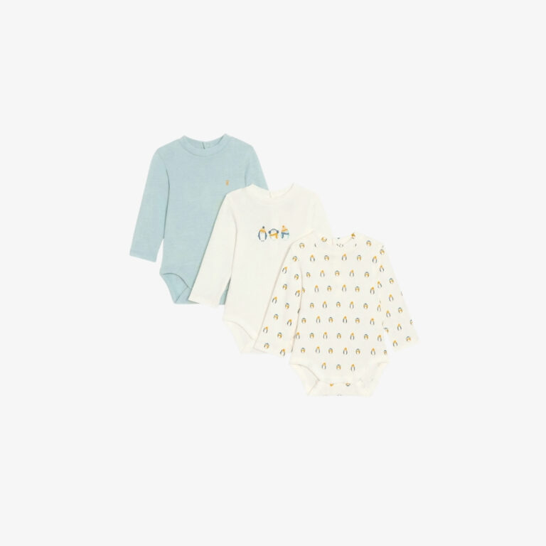 Bodysuit cổ cao trắng họa tiết chim cánh cụt