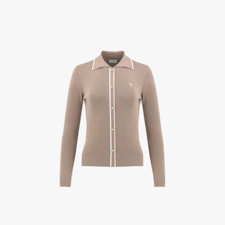 Áo len Line Color-Contrast Collar Ribbed
