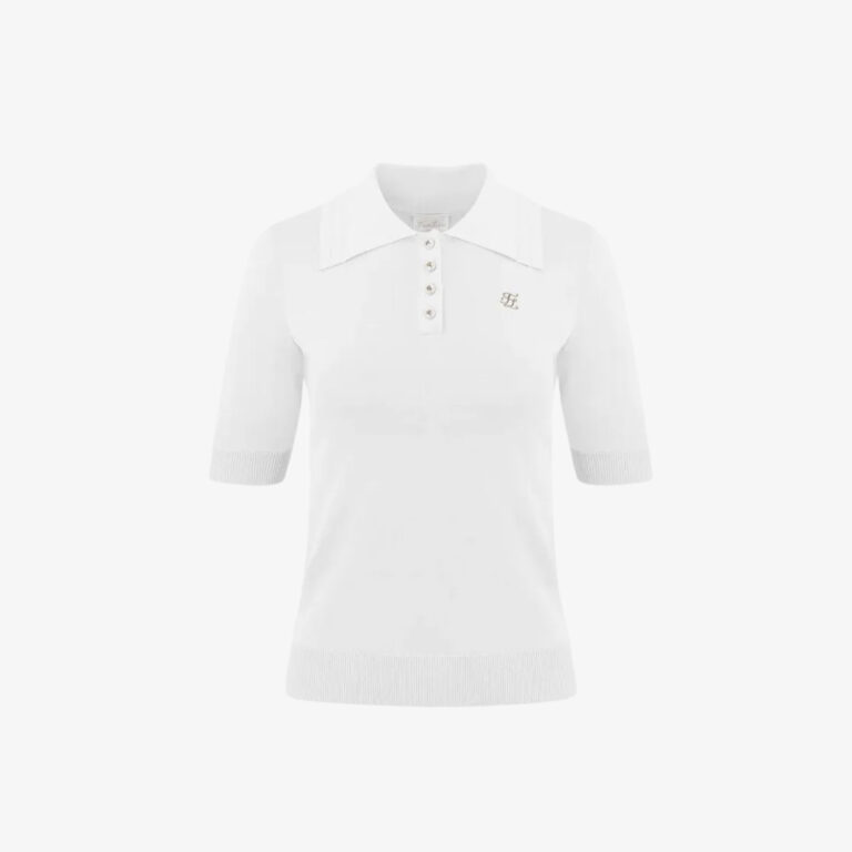 Áo Pearl Collar Three Quarter Knit
