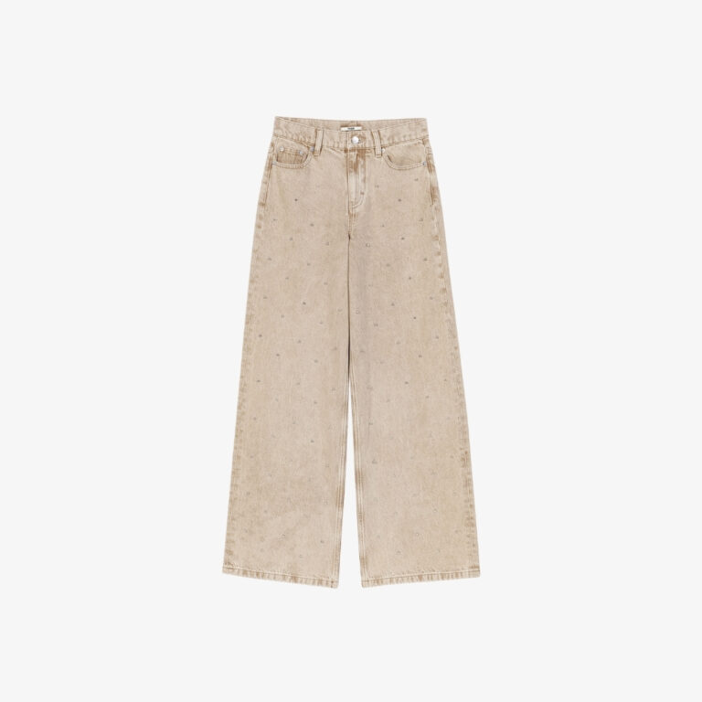 Quần jeans ống rộng đính đá