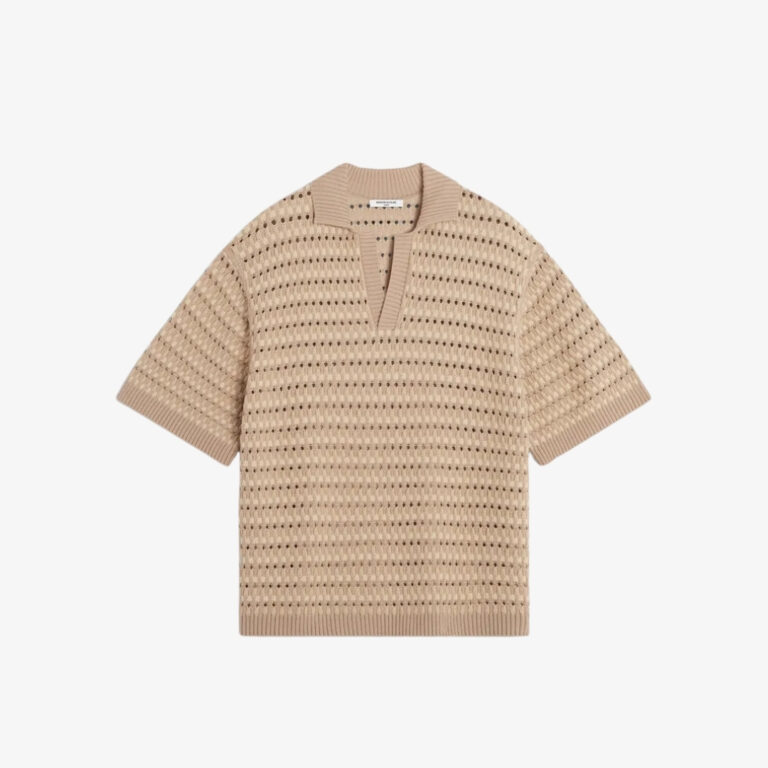 Áo polo nam dệt kim kiểu rổ đan dáng Oversize