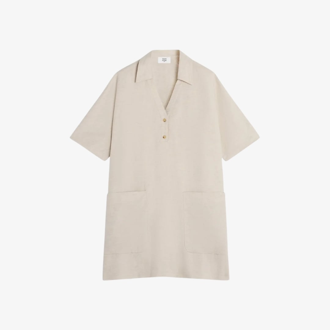 Đầm polo ngắn vải linen