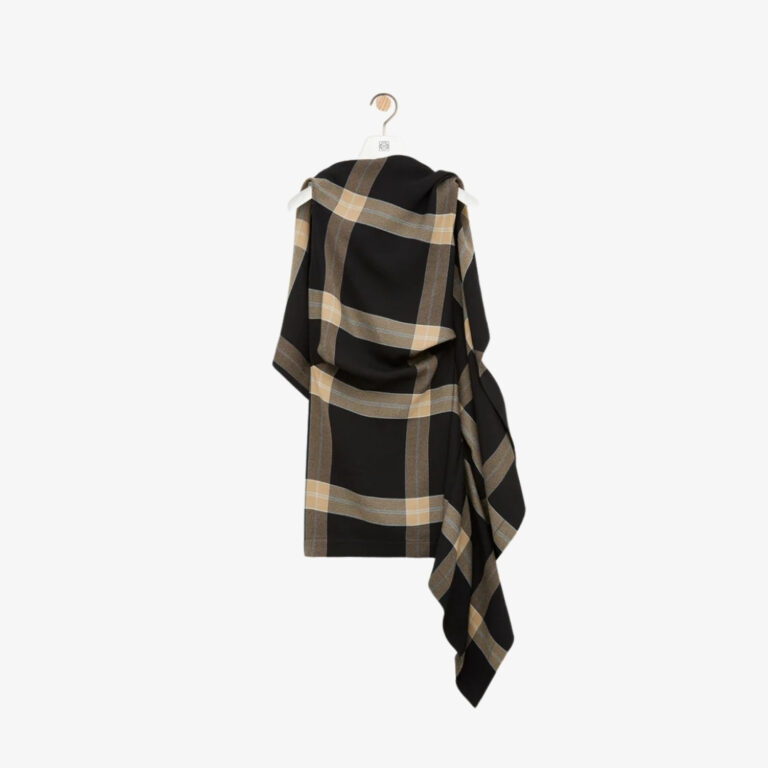 Đầm LOEWE vải viscose co giãn hoạ tiết kẻ ô