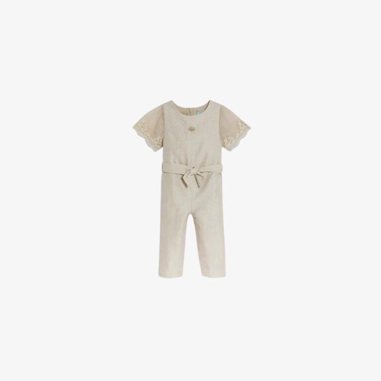 Bộ jumpsuit dài màu be lấp lánh
