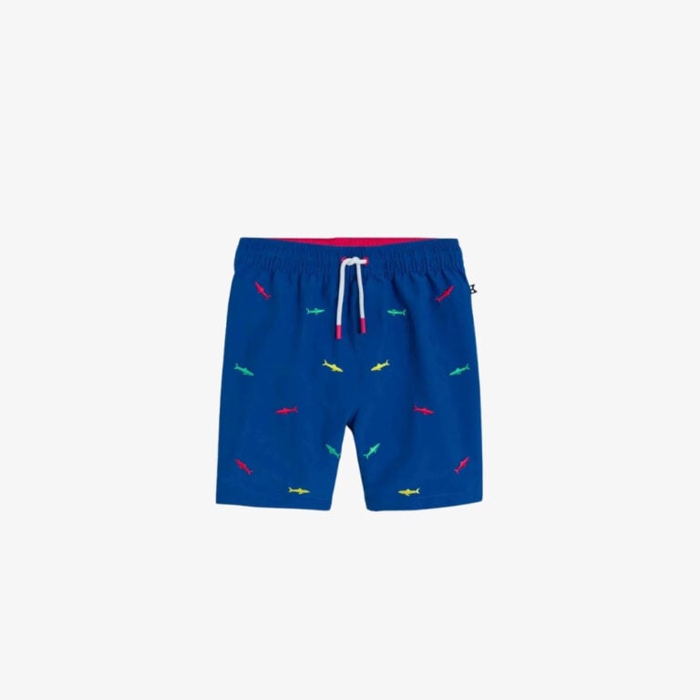 Quần short Bermuda màu xanh dương in họa tiết