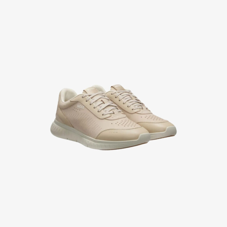 Giày sneaker da dập vân với đế cao su
