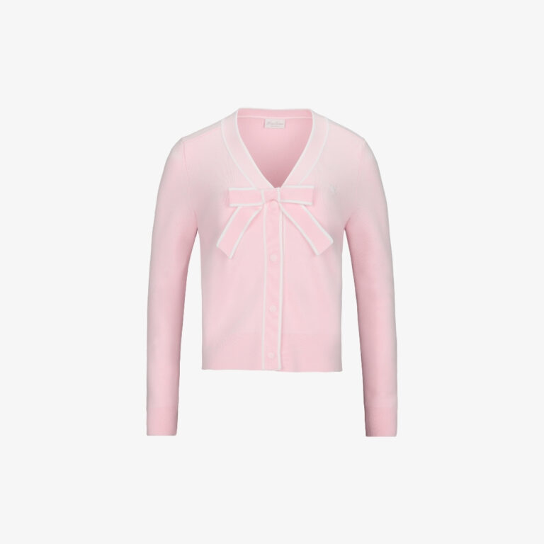Áo Cardigan Cổ V Đính Nơ Hồng
