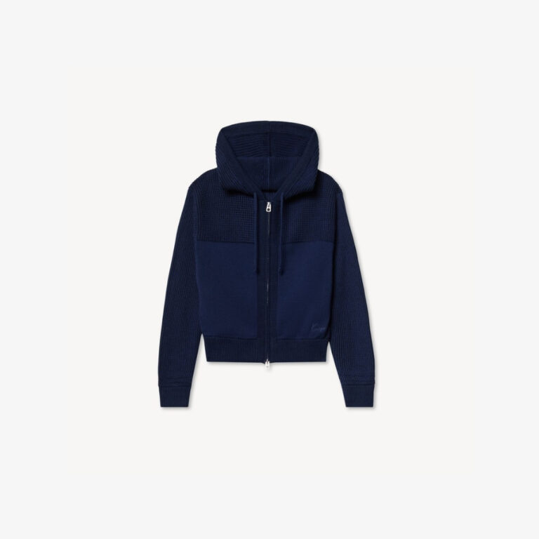 Áo hoodie dệt kim khóa kéo ‘KENZO Signature’ bằng cotton và len