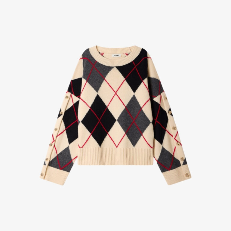 Áo Len Họa Tiết Argyle Đính Cúc