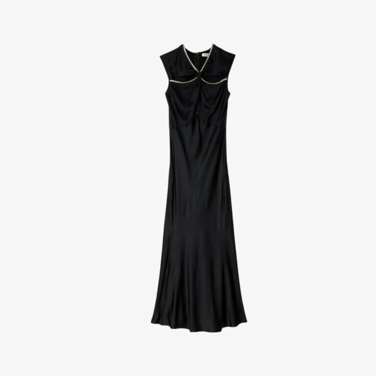 Đầm maxi satin đính đá