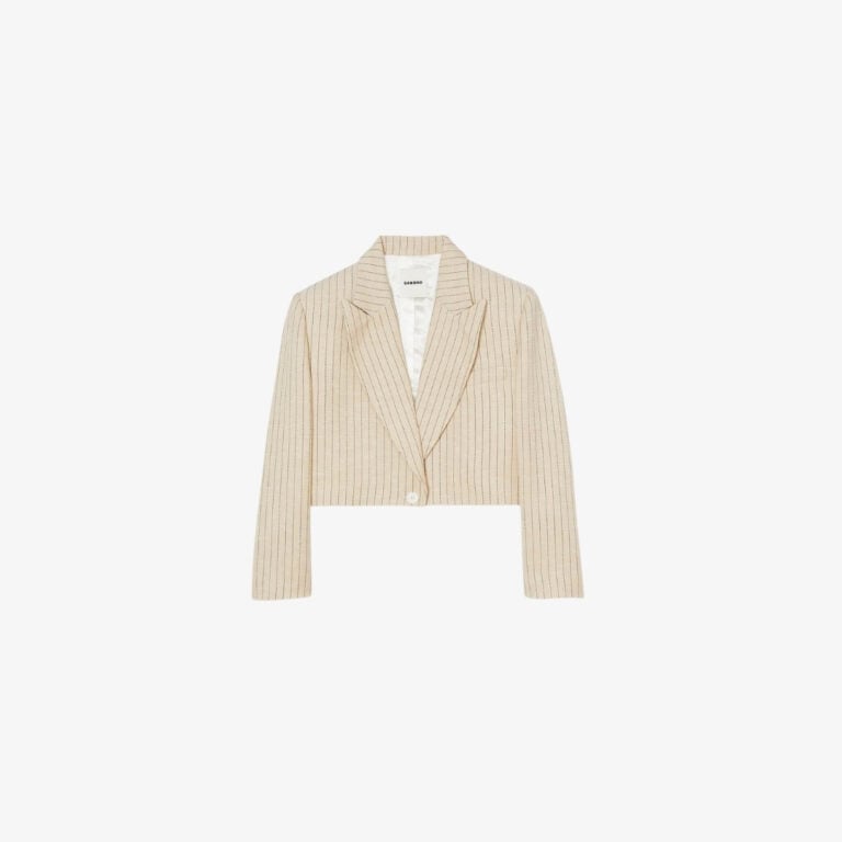 Áo Blazer dáng crop họa tiết kẻ sọc