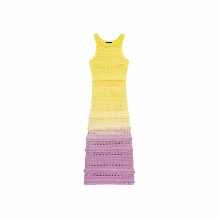 Đầm dài crochet phối màu loang