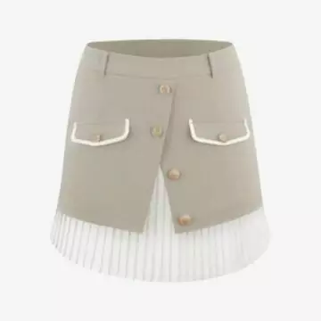 Layered Pleats Pocket Skirt