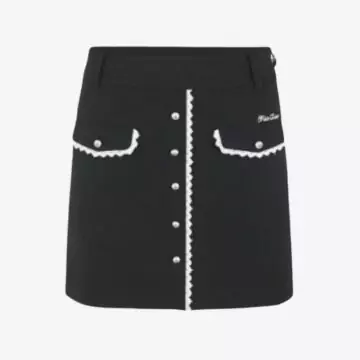 Lace Pocket High-Waist H Line Skirt