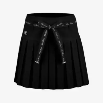 Ribbon Belt High-Waist Double Pleats Skirt
