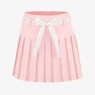 Ribbon Belt High-Waist Double Pleats Skirt